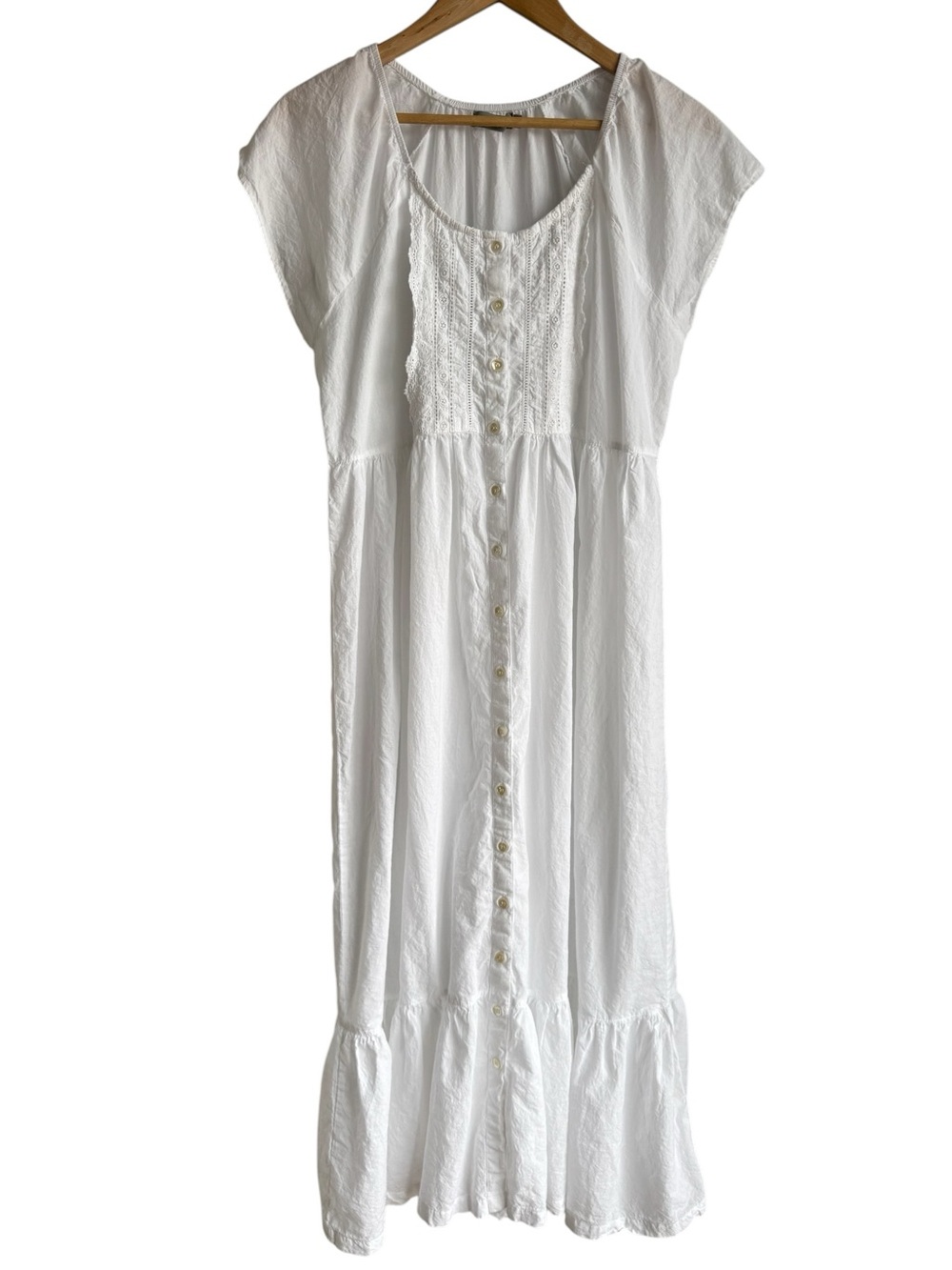 Victorian Classics White Cotton Nightgown Cottagecore Prairie Maxi Dress Sz M